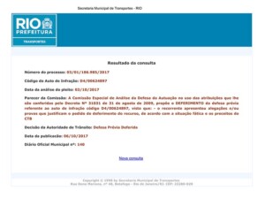 Deferimentos de multas de trânsito