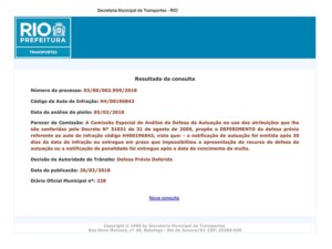 Deferimentos de multas de trânsito