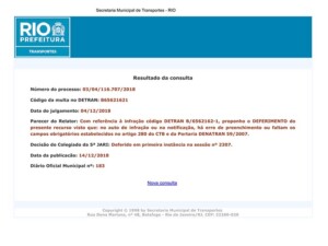 Deferimentos de multas de trânsito